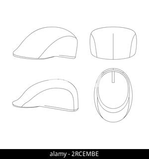 Template breathable flat cap vector illustration flat sketch design outline headwear Stock Vector