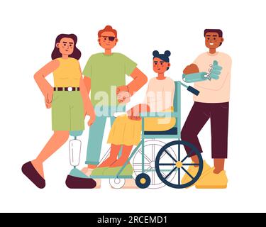 Self-confident people with disability semi flat color vector characters Stock Vector