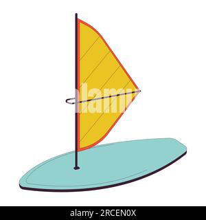 Windsurfing board flat line color isolated vector object Stock Vector