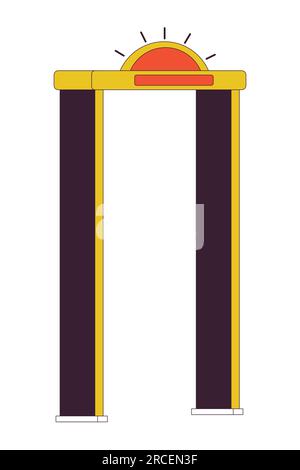 Security gate with flashing light flat line color isolated vector object Stock Vector