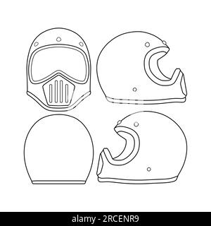 Helmet trail vector illustration flat outline template clothing collection accessories hat Stock Vector