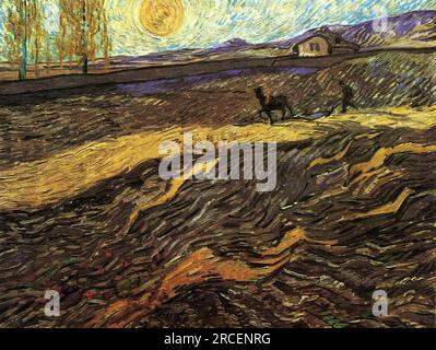 Enclosed Field with Ploughman 1889; Saint-rémy-de-provence, France by Vincent van Gogh Stock Photo