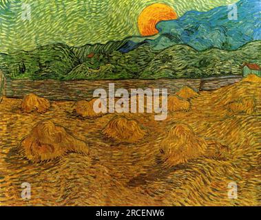 Evening Landscape with Rising Moon 1889; Saint-rémy-de-provence, France by Vincent van Gogh Stock Photo