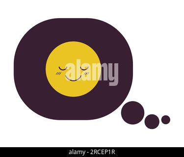 Delighted emoji in thought bubble flat line color isolated vector icon Stock Vector