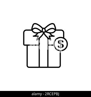 Money gift box icon. Outline Money gift box vector icon for web design isolated on white background Stock Vector