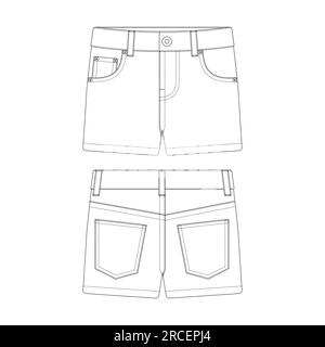 Template denim hot pants vector illustration flat design outline clothing Stock Vector