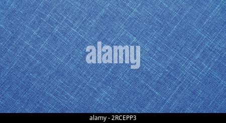 blue linen fiber tablecloth, fabric texture close-up Stock Photo