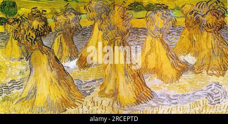 Sheaves of Wheat 1890; Saint-rémy-de-provence, France by Vincent van Gogh Stock Photo