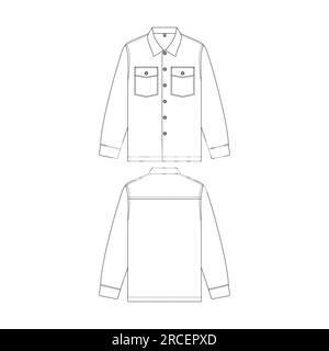 Template long sleeve work shirt vector illustration flat design outline clothing collection Stock Vector