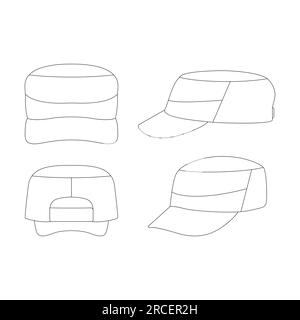 Template patrol cap vector illustration flat sketch design outline headwear Stock Vector