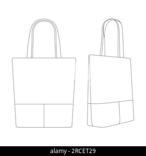 Template leather totepack vector illustration flat sketch design outline Stock Vector