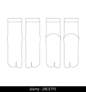 Template tabi sock vector illustration flat sketch design outline Stock Vector
