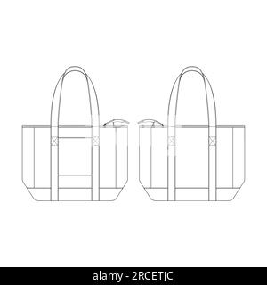Template tote bag pocket vector illustration flat sketch design outline Stock Vector