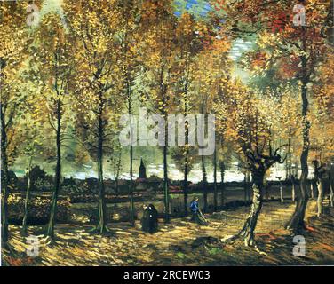 Lane with poplars near Nuenen 1885; Nunen / Nuenen, Netherlands by Vincent van Gogh Stock Photo