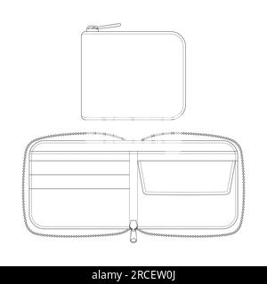 Template pouch wallet vector illustration flat design outline clothing collection Stock Vector