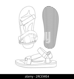 Template sport beach sandal vector illustration flat design outline clothing collection Stock Vector