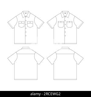 Template work shirt vector illustration flat design outline clothing collection Stock Vector