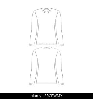 Template long sleeve t-shirt women vector illustration flat sketch design  outline 5148951 Vector Art at Vecteezy