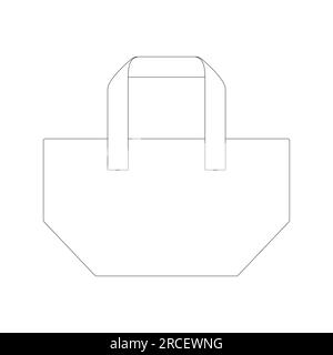 Template tote bag large vector illustration flat sketch design outline Stock Vector