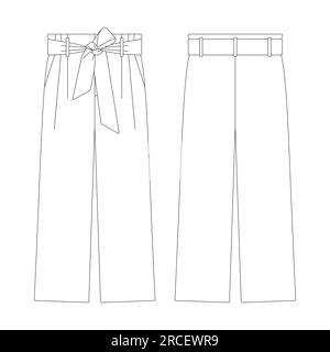 Template tie belt trousers vector illustration flat sketch design outline Stock Vector