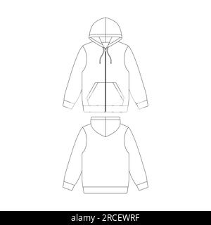 Template zip hoodie vector illustration flat sketch design outline Stock Vector