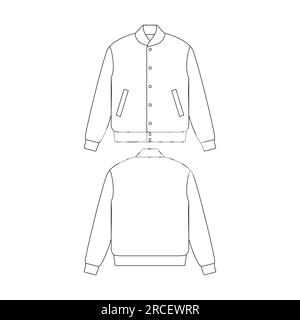 Template varsity jacket vector illustration flat design outline clothing collection Stock Vector