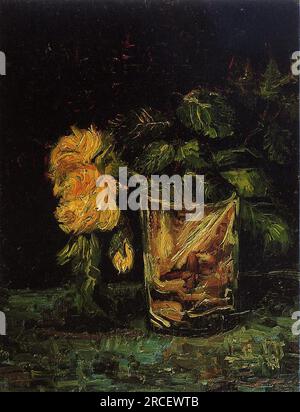 Glass with Roses 1886; Paris, France by Vincent van Gogh Stock Photo