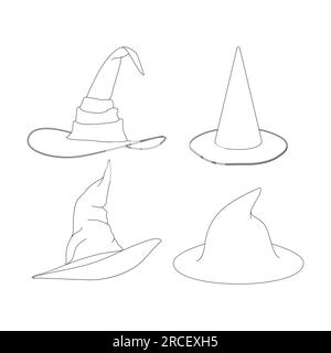 Template witches hat vector illustration flat design outline Stock Vector