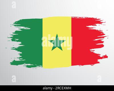 Flag of Senegal painted with a brush Stock Vector