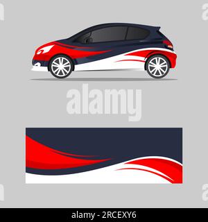 wrapping car decal modern wave red  design vector Stock Vector