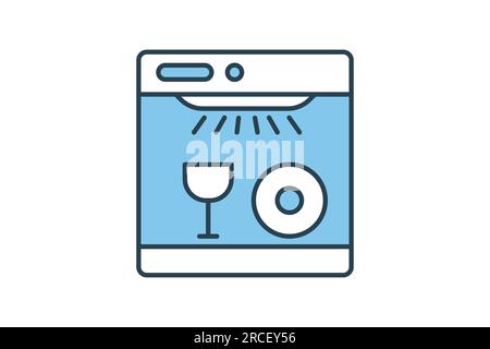Dishwasher icon. icon related to cleaner, household appliances. Flat line icon style design. Simple vector design editable Stock Vector