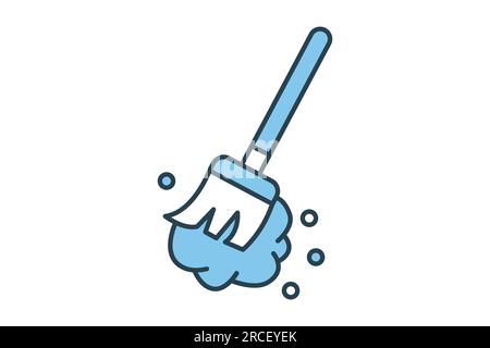 Broom cleaning icon. icon related to cleaner, household appliances. Flat line icon style design. Simple vector design editable Stock Vector