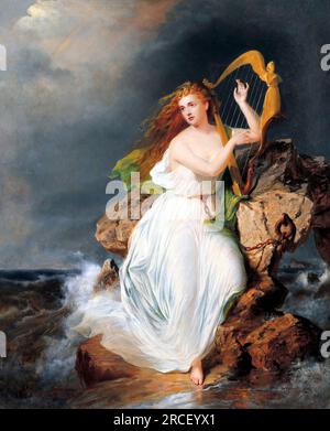 The Harp of Erin by Thomas Buchanan Read (1822-1872), oil on canvas, 1867 Stock Photo