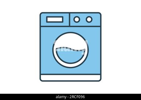 Washing machine icon. icon related to Household appliances, electronic. Flat line icon style design. Simple vector design editable Stock Vector