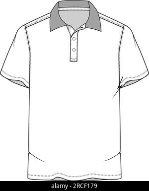 Men Casual polo t-shirt short sleeve technical flat sketch design vector Stock Vector
