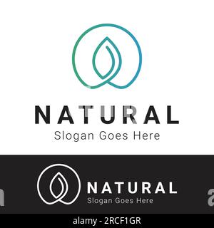 Round Circle with Leaf Logo Design Nature Leaf Logotype Stock Vector