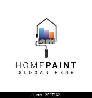 Home Paint Service Logo Design Color Brush Logotype Stock Vector
