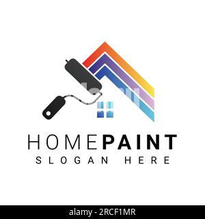 Home Paint Service Logo Design Color Brush Logotype Stock Vector