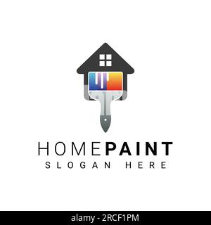 Home Paint Service Logo Design Color Brush Logotype Stock Vector