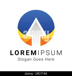 3D Color Circle with Arrow Up Logo Design Stock Vector