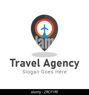 Travel Location Logo Design Plane Traveling Logotype Stock Vector