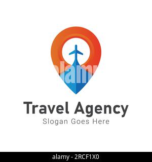 Travel Location Logo Design Plane Traveling Logotype Stock Vector