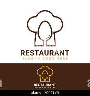 Restaurant Logo Design with Chef Cap Logotype Fork and Spoon Stock Vector