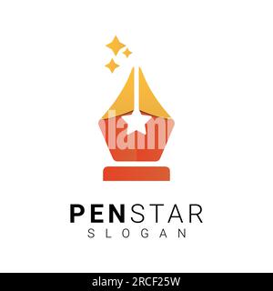 Pen Star Logo Design Education Star with Pen Dream Star Stock Vector