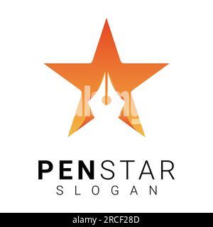Pen Star Logo Design Education Star with Pen Dream Star Stock Vector