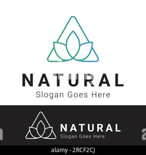 Triangle with Leaf Logo Design Nature Leaf Logotype Stock Vector