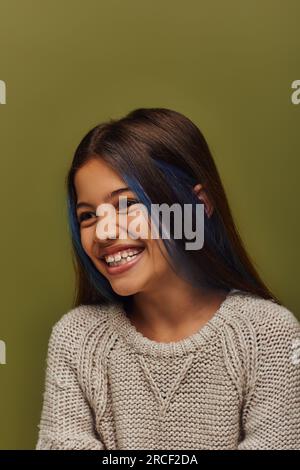 Portrait of emotional preteen girl on white background Stock Photo - Alamy