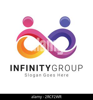 3d People Infinity Group Logo Design Stock Vector
