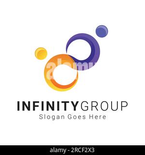 3d People Infinity Group Logo Design Stock Vector