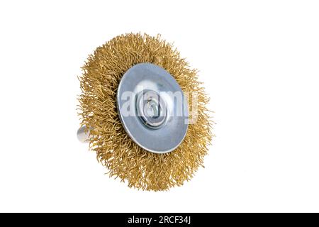metal brush made of wire for a screwdriver on a white background Stock Photo